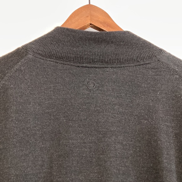 Glenmuir Golf Sweater Mens Medium Gray Merino Wool Long Sleeve Lined Quarter Zip - Picture 4 of 13